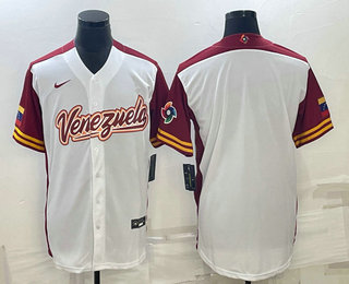Mens Venezuela Baseball Blank 2023 White World Classic Stitched Jerseys
